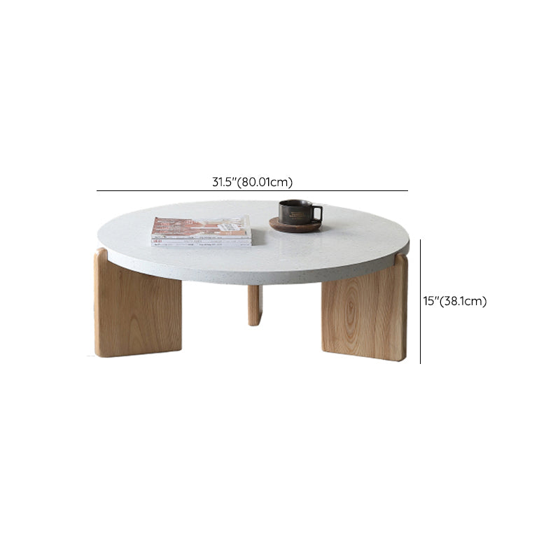 Solid Wood Coffee Table Modern Natural & White Geometric Cocktail Table Clearhalo 'Coffee & Accent Tables' 'Coffee Tables' 'coffee_tables' 'furn' 'furn_coffee_tables' 'Furniture' 'Living Room Furniture' 6974732