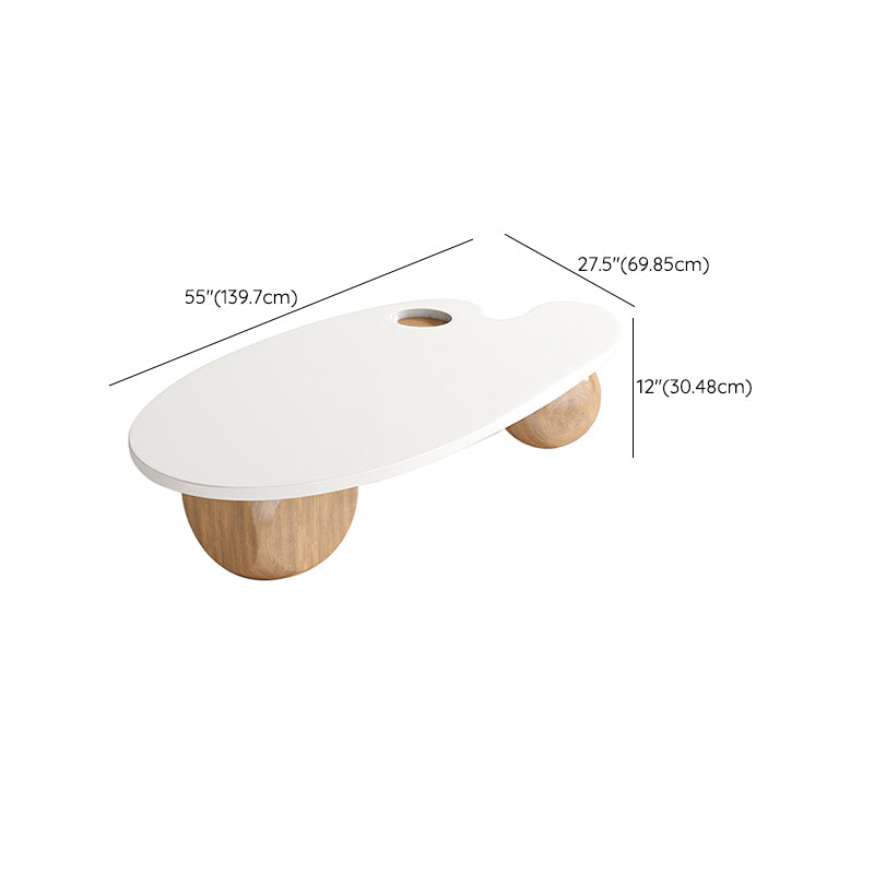 Solid Wood Coffee Table Modern Natural & White Geometric Cocktail Table Clearhalo 'Coffee & Accent Tables' 'Coffee Tables' 'coffee_tables' 'furn' 'furn_coffee_tables' 'Furniture' 'Living Room Furniture' 6974736