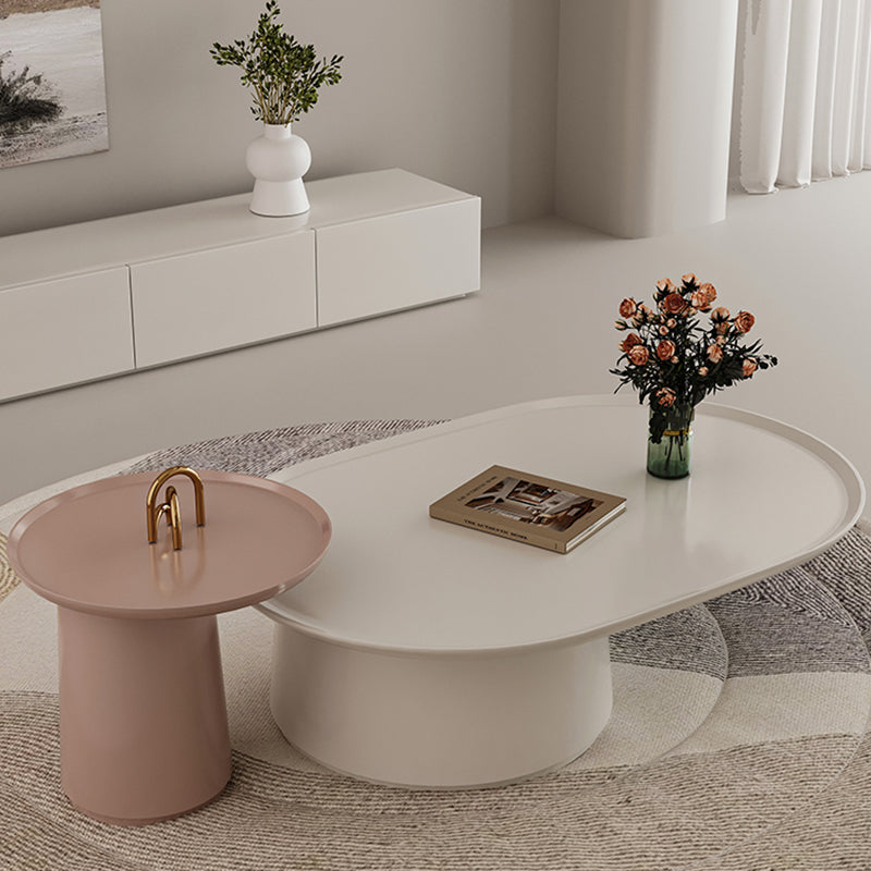 Elliptical Pedestal Coffee Table Set Modern 47.2" W Cocktail Table Clearhalo 'Coffee & Accent Tables' 'Coffee Tables' 'coffee_tables' 'furn' 'furn_coffee_tables' 'Furniture' 'Living Room Furniture' 6974857