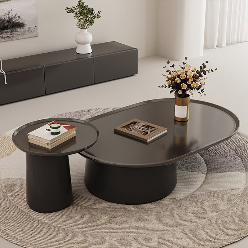 Elliptical Pedestal Coffee Table Set Modern 47.2" W Cocktail Table Clearhalo 'Coffee & Accent Tables' 'Coffee Tables' 'coffee_tables' 'furn' 'furn_coffee_tables' 'Furniture' 'Living Room Furniture' 6974859