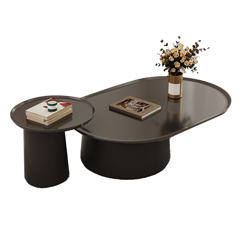 Elliptical Pedestal Coffee Table Set Modern 47.2" W Cocktail Table Clearhalo 'Coffee & Accent Tables' 'Coffee Tables' 'coffee_tables' 'furn' 'furn_coffee_tables' 'Furniture' 'Living Room Furniture' 6974863