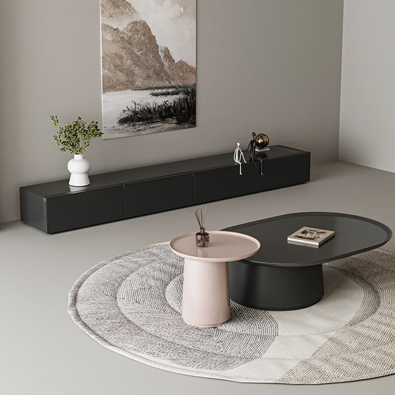 Elliptical Pedestal Coffee Table Set Modern 47.2" W Cocktail Table Clearhalo 'Coffee & Accent Tables' 'Coffee Tables' 'coffee_tables' 'furn' 'furn_coffee_tables' 'Furniture' 'Living Room Furniture' 6974866