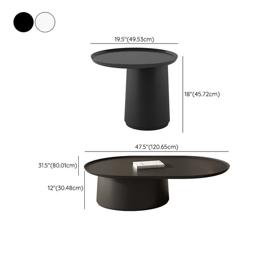 Elliptical Pedestal Coffee Table Set Modern 47.2" W Cocktail Table Clearhalo 'Coffee & Accent Tables' 'Coffee Tables' 'coffee_tables' 'furn' 'furn_coffee_tables' 'Furniture' 'Living Room Furniture' 6974872