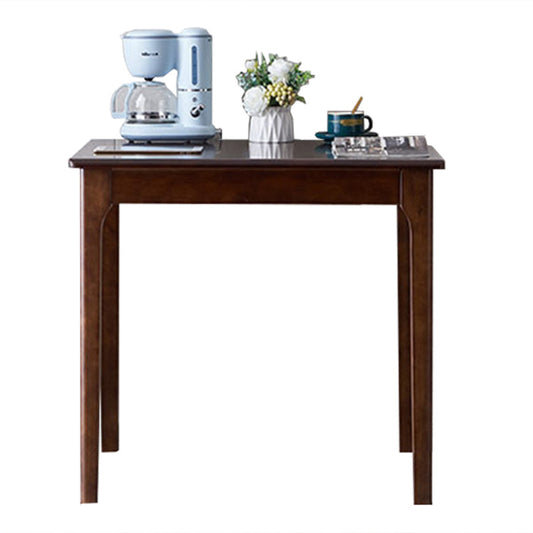 Dining Room Kitchen Table Rubberwood Solid Wood Square Dining Table Nut-Brown Without Chairs