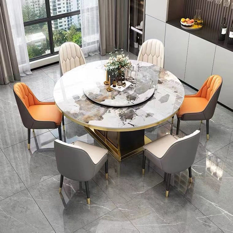 Sintered Stone Dining Table Convertible Pedestal Dining Table for Kitchen Clearhalo 'Dining Tables & Seating' 'Dining Tables' 'dining_table' 'furn' 'furn_dining_table' 'Furniture' 'Kitchen & Dining Furniture' 6975890