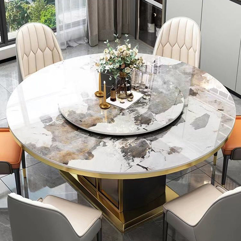 Sintered Stone Dining Table Convertible Pedestal Dining Table for Kitchen Clearhalo 'Dining Tables & Seating' 'Dining Tables' 'dining_table' 'furn' 'furn_dining_table' 'Furniture' 'Kitchen & Dining Furniture' 6975896