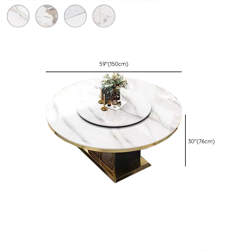 Sintered Stone Dining Table Convertible Pedestal Dining Table for Kitchen Clearhalo 'Dining Tables & Seating' 'Dining Tables' 'dining_table' 'furn' 'furn_dining_table' 'Furniture' 'Kitchen & Dining Furniture' 6975901