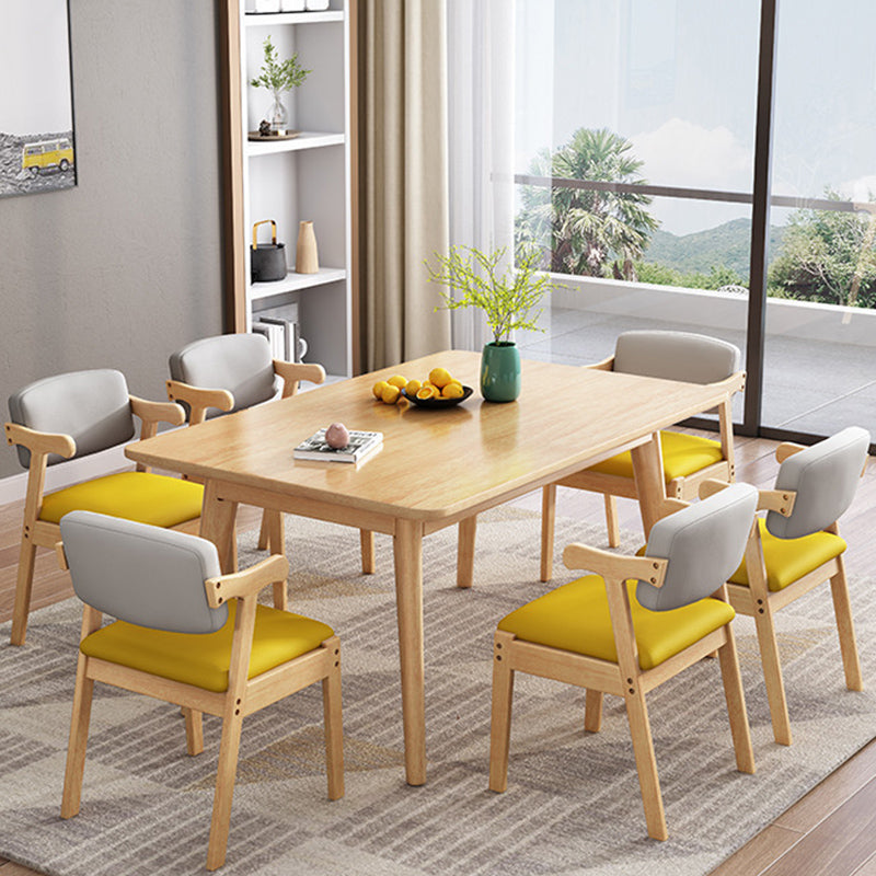 Dining Room Dinner Kitchen Table Rubberwood Solid Wood Dining Table Clearhalo 'Dining Tables & Seating' 'Dining Tables' 'dining_table' 'furn' 'furn_dining_table' 'Furniture' 'Kitchen & Dining Furniture' 6975906