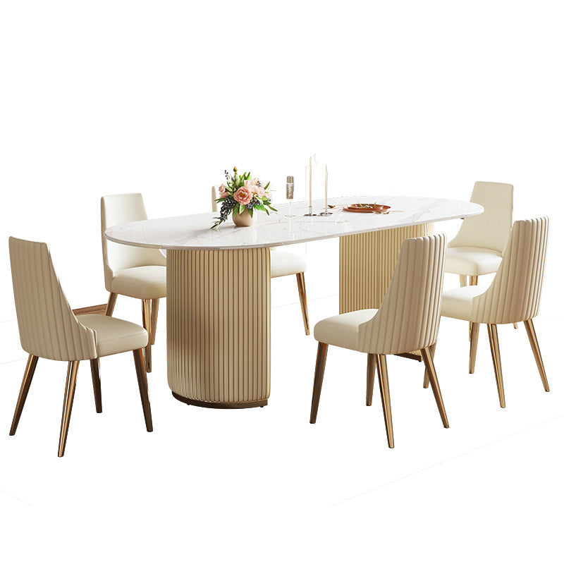 Dining Room Dinner Kitchen Table Modern Pedestal Stone Dining Table Clearhalo 'Dining Tables & Seating' 'Dining Tables' 'dining_table' 'furn' 'furn_dining_table' 'Furniture' 'Kitchen & Dining Furniture' 6975924