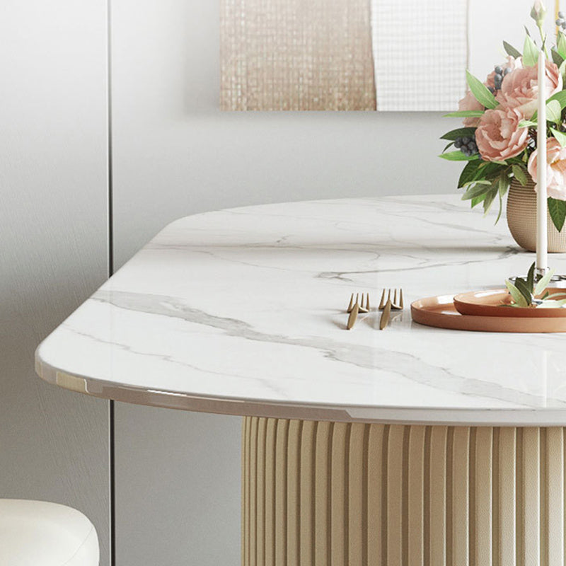 Dining Room Dinner Kitchen Table Modern Pedestal Stone Dining Table Clearhalo 'Dining Tables & Seating' 'Dining Tables' 'dining_table' 'furn' 'furn_dining_table' 'Furniture' 'Kitchen & Dining Furniture' 6975927