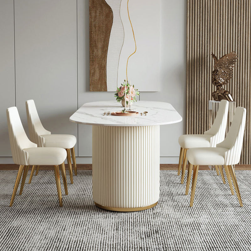 Dining Room Dinner Kitchen Table Modern Pedestal Stone Dining Table Clearhalo 'Dining Tables & Seating' 'Dining Tables' 'dining_table' 'furn' 'furn_dining_table' 'Furniture' 'Kitchen & Dining Furniture' 6975928