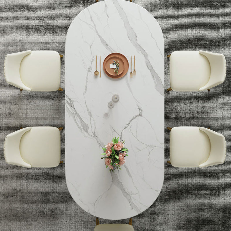 Dining Room Dinner Kitchen Table Modern Pedestal Stone Dining Table Clearhalo 'Dining Tables & Seating' 'Dining Tables' 'dining_table' 'furn' 'furn_dining_table' 'Furniture' 'Kitchen & Dining Furniture' 6975929