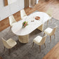 Dining Room Dinner Kitchen Table Simple Pedestal Stone Dining Table Clearhalo 'Dining Tables & Seating' 'Dining Tables' 'dining_table' 'furn' 'furn_dining_table' 'Furniture' 'Kitchen & Dining Furniture' 6975939