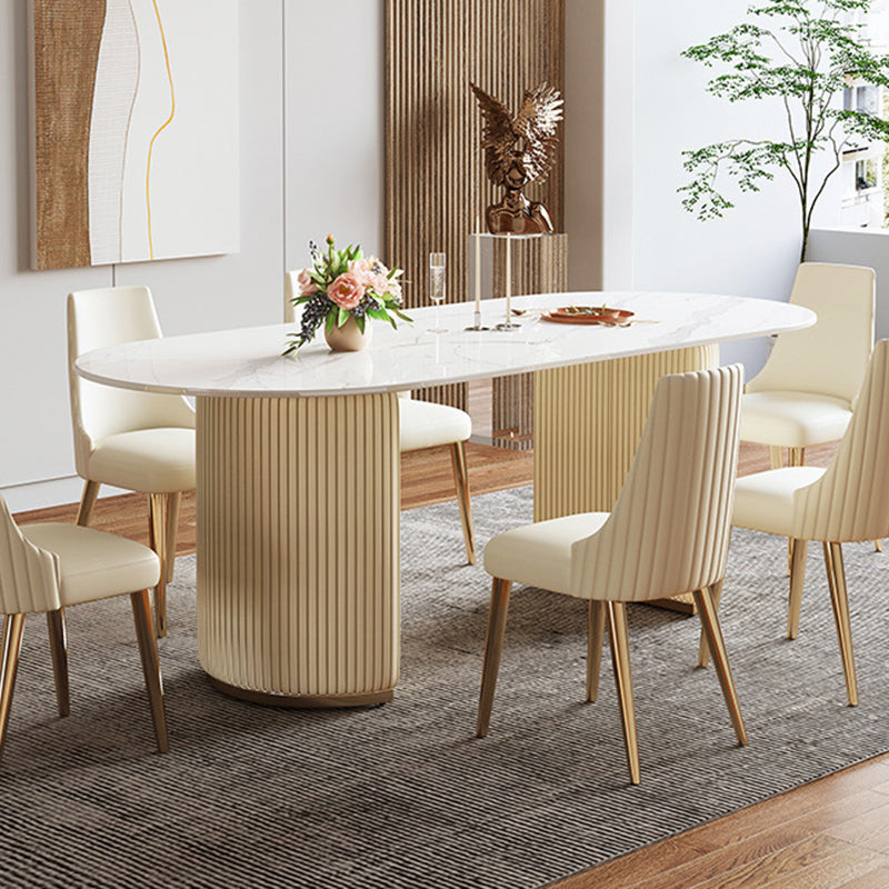 Dining Room Dinner Kitchen Table Simple Pedestal Stone Dining Table Clearhalo 'Dining Tables & Seating' 'Dining Tables' 'dining_table' 'furn' 'furn_dining_table' 'Furniture' 'Kitchen & Dining Furniture' 6975940