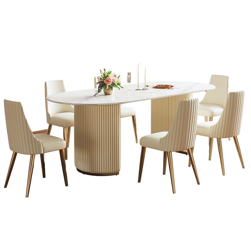 Dining Room Dinner Kitchen Table Simple Pedestal Stone Dining Table Clearhalo 'Dining Tables & Seating' 'Dining Tables' 'dining_table' 'furn' 'furn_dining_table' 'Furniture' 'Kitchen & Dining Furniture' 6975941