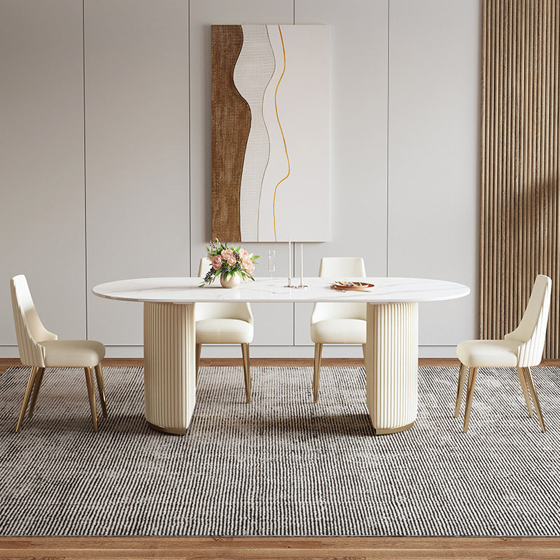 Dining Room Dinner Kitchen Table Simple Pedestal Stone Dining Table Clearhalo 'Dining Tables & Seating' 'Dining Tables' 'dining_table' 'furn' 'furn_dining_table' 'Furniture' 'Kitchen & Dining Furniture' 6975945