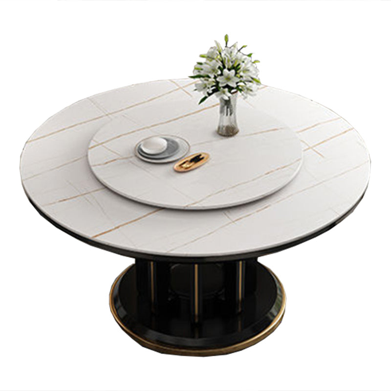 Sintered Stone Dining Table Convertible Dining Table for Kitchen White Gold Without Chairs Clearhalo 'Dining Tables & Seating' 'Dining Tables' 'dining_table' 'furn' 'furn_dining_table' 'Furniture' 'Kitchen & Dining Furniture' 6975969