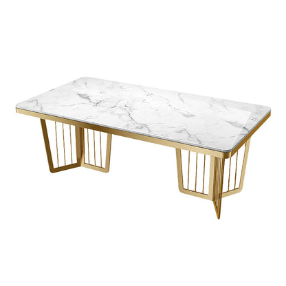 Dinner Room Luxury Dining Table Kitchen Metal Base Dining Table Marble Gloss White Clearhalo 'Dining Tables & Seating' 'Dining Tables' 'dining_table' 'furn' 'furn_dining_table' 'Furniture' 'Kitchen & Dining Furniture' 6975980