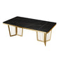 Dinner Room Luxury Dining Table Kitchen Metal Base Dining Table Stone Matte Black Clearhalo 'Dining Tables & Seating' 'Dining Tables' 'dining_table' 'furn' 'furn_dining_table' 'Furniture' 'Kitchen & Dining Furniture' 6975981