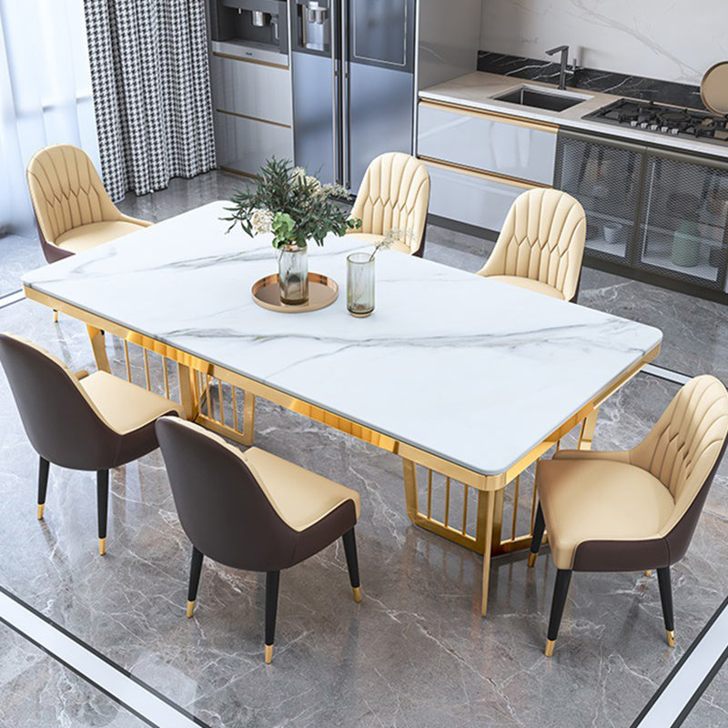 Dinner Room Luxury Dining Table Kitchen Metal Base Dining Table Clearhalo 'Dining Tables & Seating' 'Dining Tables' 'dining_table' 'furn' 'furn_dining_table' 'Furniture' 'Kitchen & Dining Furniture' 6975984