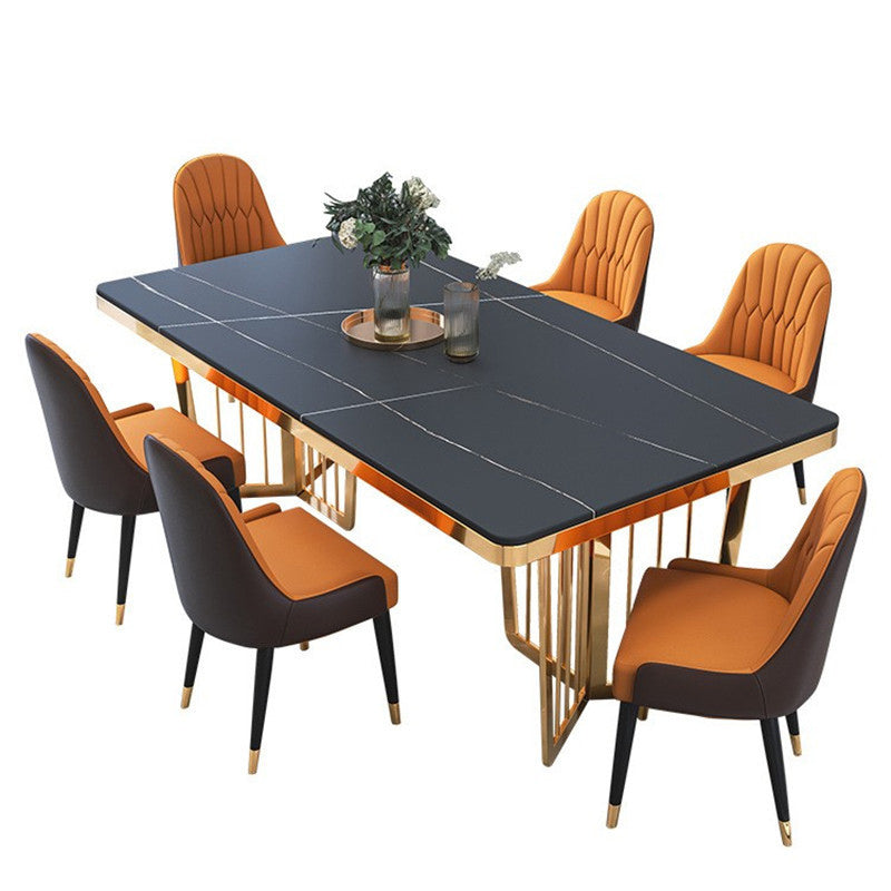 Dinner Room Luxury Dining Table Kitchen Metal Base Dining Table Clearhalo 'Dining Tables & Seating' 'Dining Tables' 'dining_table' 'furn' 'furn_dining_table' 'Furniture' 'Kitchen & Dining Furniture' 6975986