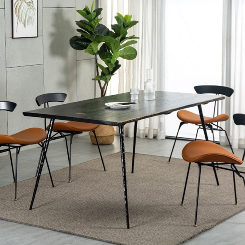 Dining Room Dinner Kitchen Table Black Frame Solid Wood Dining Table Clearhalo 'Dining Tables & Seating' 'Dining Tables' 'dining_table' 'furn' 'furn_dining_table' 'Furniture' 'Kitchen & Dining Furniture' 6975995