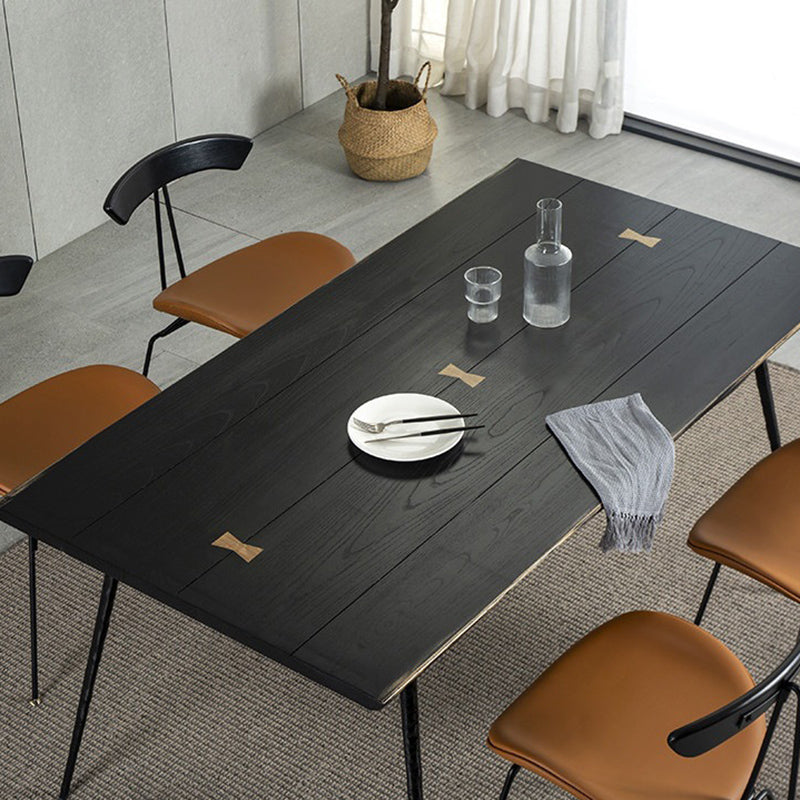 Dining Room Dinner Kitchen Table Black Frame Solid Wood Dining Table Clearhalo 'Dining Tables & Seating' 'Dining Tables' 'dining_table' 'furn' 'furn_dining_table' 'Furniture' 'Kitchen & Dining Furniture' 6975996