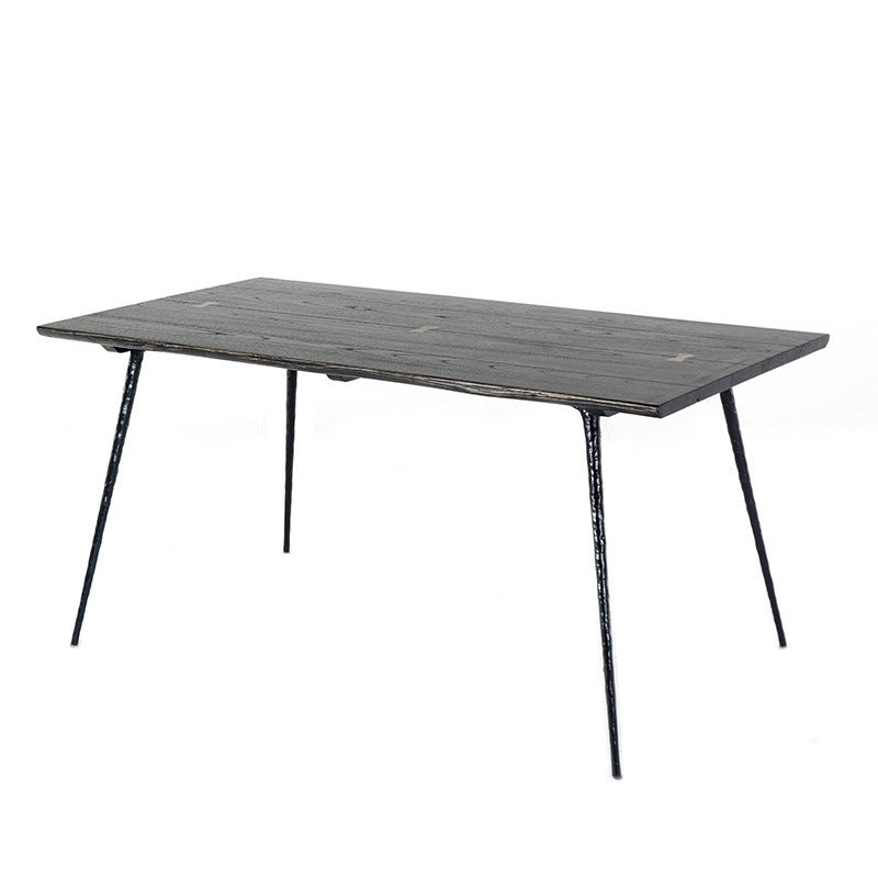 Dining Room Dinner Kitchen Table Black Frame Solid Wood Dining Table Without Chairs Clearhalo 'Dining Tables & Seating' 'Dining Tables' 'dining_table' 'furn' 'furn_dining_table' 'Furniture' 'Kitchen & Dining Furniture' 6975998