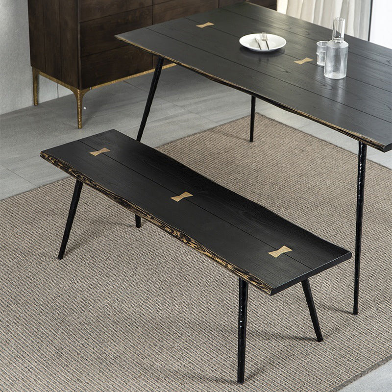 Dining Room Dinner Kitchen Table Black Frame Solid Wood Dining Table Clearhalo 'Dining Tables & Seating' 'Dining Tables' 'dining_table' 'furn' 'furn_dining_table' 'Furniture' 'Kitchen & Dining Furniture' 6976000