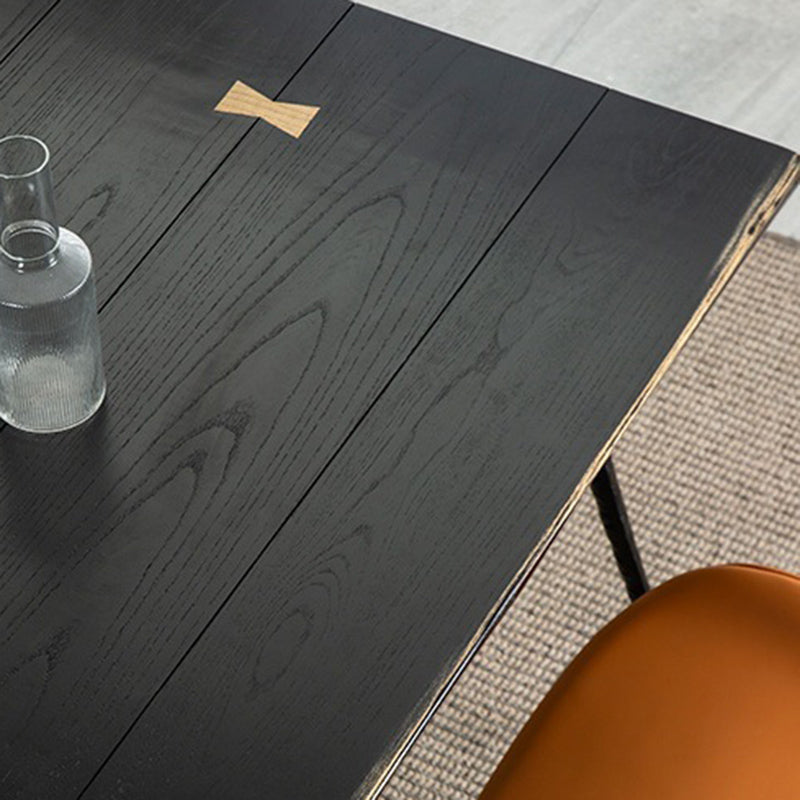 Dining Room Dinner Kitchen Table Black Frame Solid Wood Dining Table Clearhalo 'Dining Tables & Seating' 'Dining Tables' 'dining_table' 'furn' 'furn_dining_table' 'Furniture' 'Kitchen & Dining Furniture' 6976001