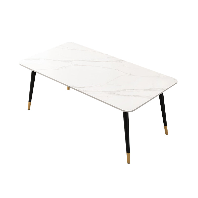 Mesa de comedor rectangular estilo Glam, mesa de comedor con tapa de piedra para uso en cocina
