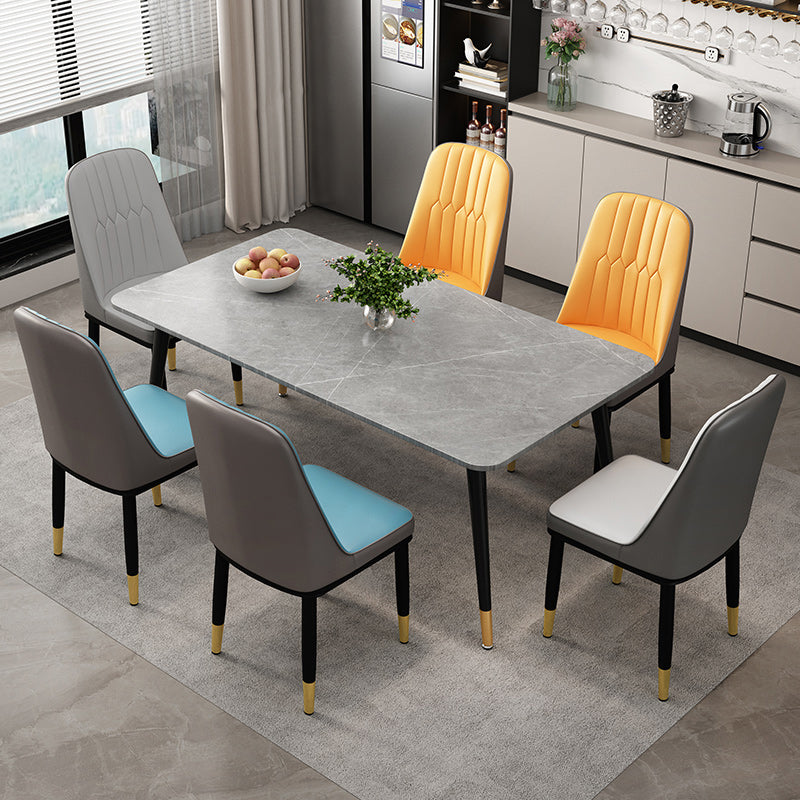 Mesa de comedor rectangular estilo Glam, mesa de comedor con tapa de piedra para uso en cocina
