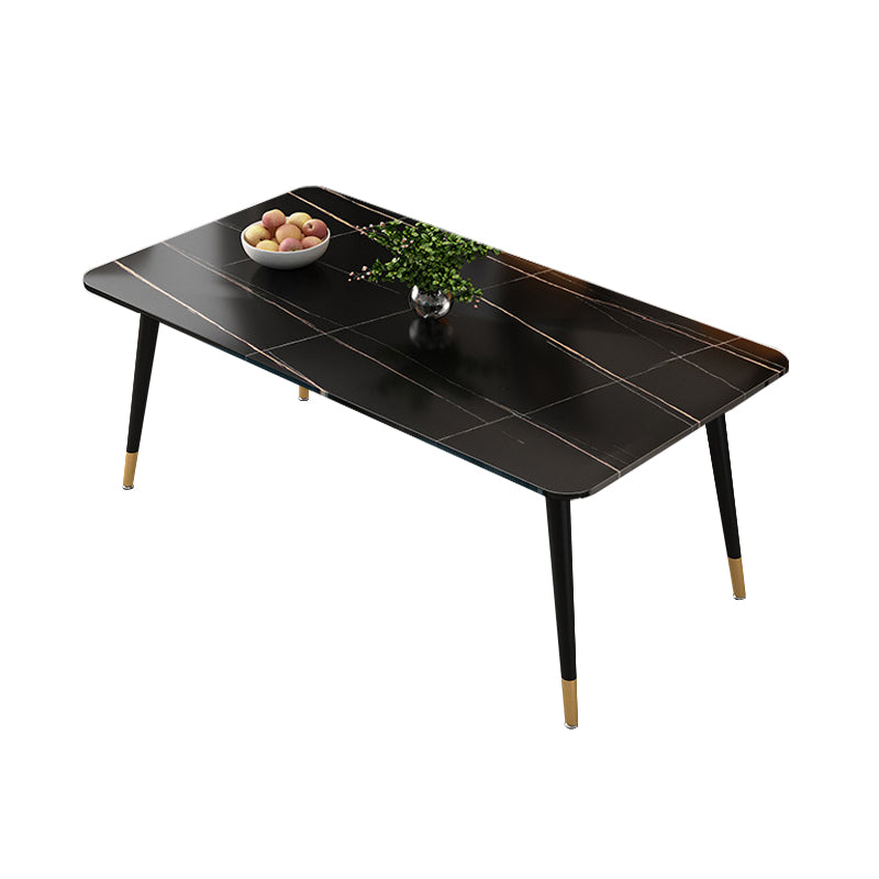 Mesa de comedor rectangular estilo Glam, mesa de comedor con tapa de piedra para uso en cocina