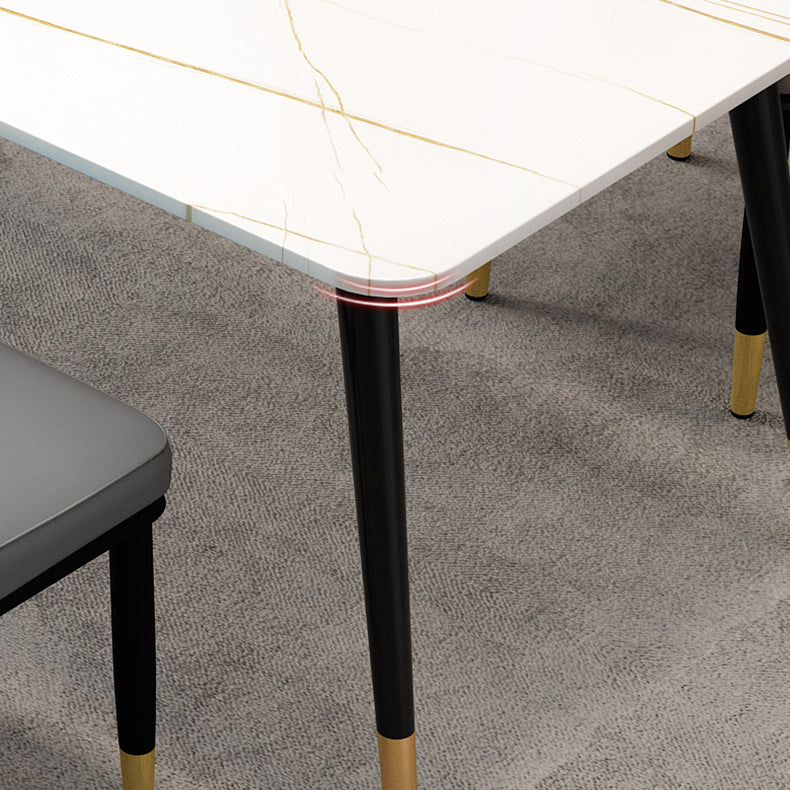 Mesa de comedor rectangular estilo Glam, mesa de comedor con tapa de piedra para uso en cocina