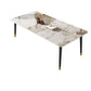 Rectangle Stone Top Dining Table Glam Style Kitchen Dining Table with 4 Legs Pandora Gold Without Chairs Clearhalo 'Dining Tables & Seating' 'Dining Tables' 'dining_table' 'furn' 'furn_dining_table' 'Furniture' 'Kitchen & Dining Furniture' 6976060