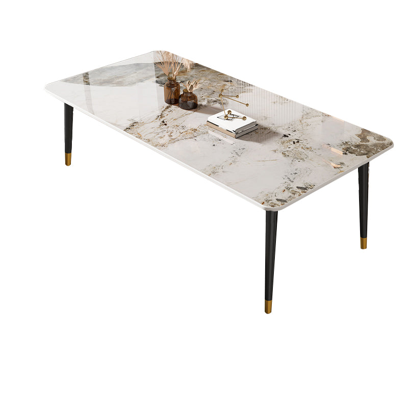 Rectangle Stone Top Dining Table Glam Style Kitchen Dining Table with 4 Legs Pandora Gold Without Chairs Clearhalo 'Dining Tables & Seating' 'Dining Tables' 'dining_table' 'furn' 'furn_dining_table' 'Furniture' 'Kitchen & Dining Furniture' 6976060