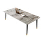 Rectangle Stone Top Dining Table Glam Style Kitchen Dining Table with 4 Legs Light Gray Without Chairs Clearhalo 'Dining Tables & Seating' 'Dining Tables' 'dining_table' 'furn' 'furn_dining_table' 'Furniture' 'Kitchen & Dining Furniture' 6976061