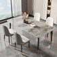 Rectangle Stone Top Dining Table Glam Style Kitchen Dining Table with 4 Legs Clearhalo 'Dining Tables & Seating' 'Dining Tables' 'dining_table' 'furn' 'furn_dining_table' 'Furniture' 'Kitchen & Dining Furniture' 6976062