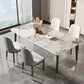 Rectangle Stone Top Dining Table Glam Style Kitchen Dining Table with 4 Legs Clearhalo 'Dining Tables & Seating' 'Dining Tables' 'dining_table' 'furn' 'furn_dining_table' 'Furniture' 'Kitchen & Dining Furniture' 6976065