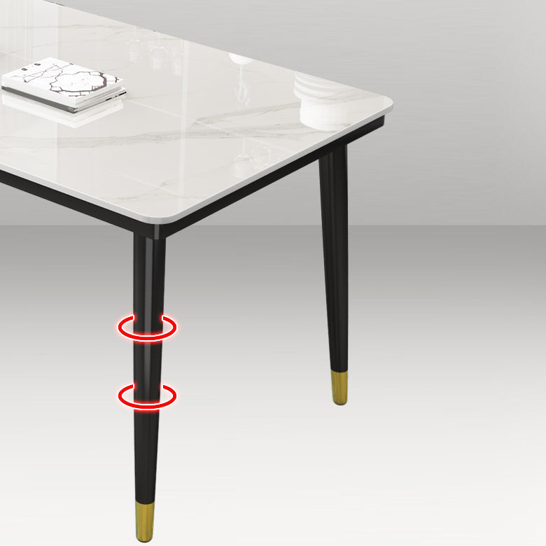 Rectangle Stone Top Dining Table Glam Style Kitchen Dining Table with 4 Legs Clearhalo 'Dining Tables & Seating' 'Dining Tables' 'dining_table' 'furn' 'furn_dining_table' 'Furniture' 'Kitchen & Dining Furniture' 6976067