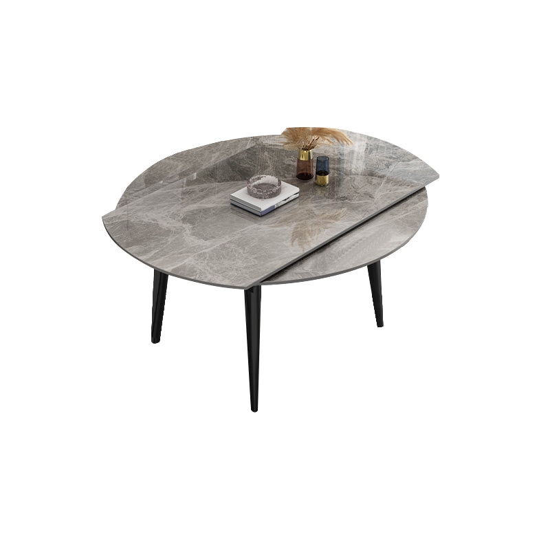 Glam Style Dining Table Stone Top Butterfly Leaf Dining Table