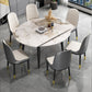 Glam Style Dining Table Stone Top Butterfly Leaf Dining Table