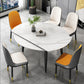 Glam Style Dining Table Stone Top Butterfly Leaf Dining Table