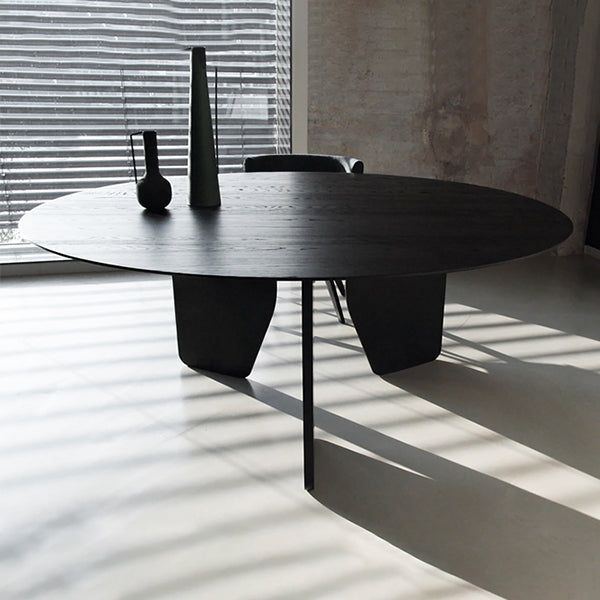 Mesa de cocina para comedor, mesa de comedor redonda de madera en negro