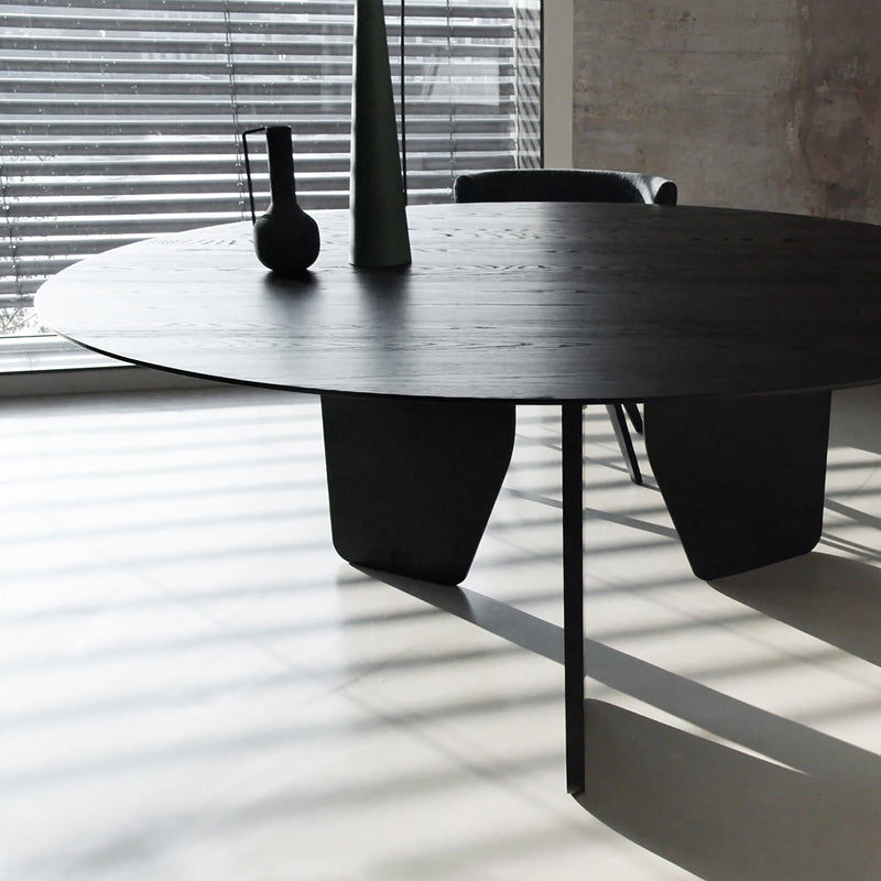 Mesa de cocina para comedor, mesa de comedor redonda de madera en negro