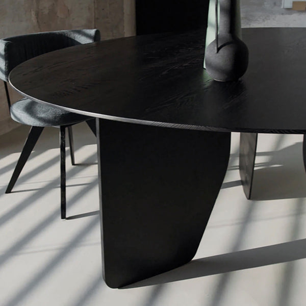 Mesa de cocina para comedor, mesa de comedor redonda de madera en negro