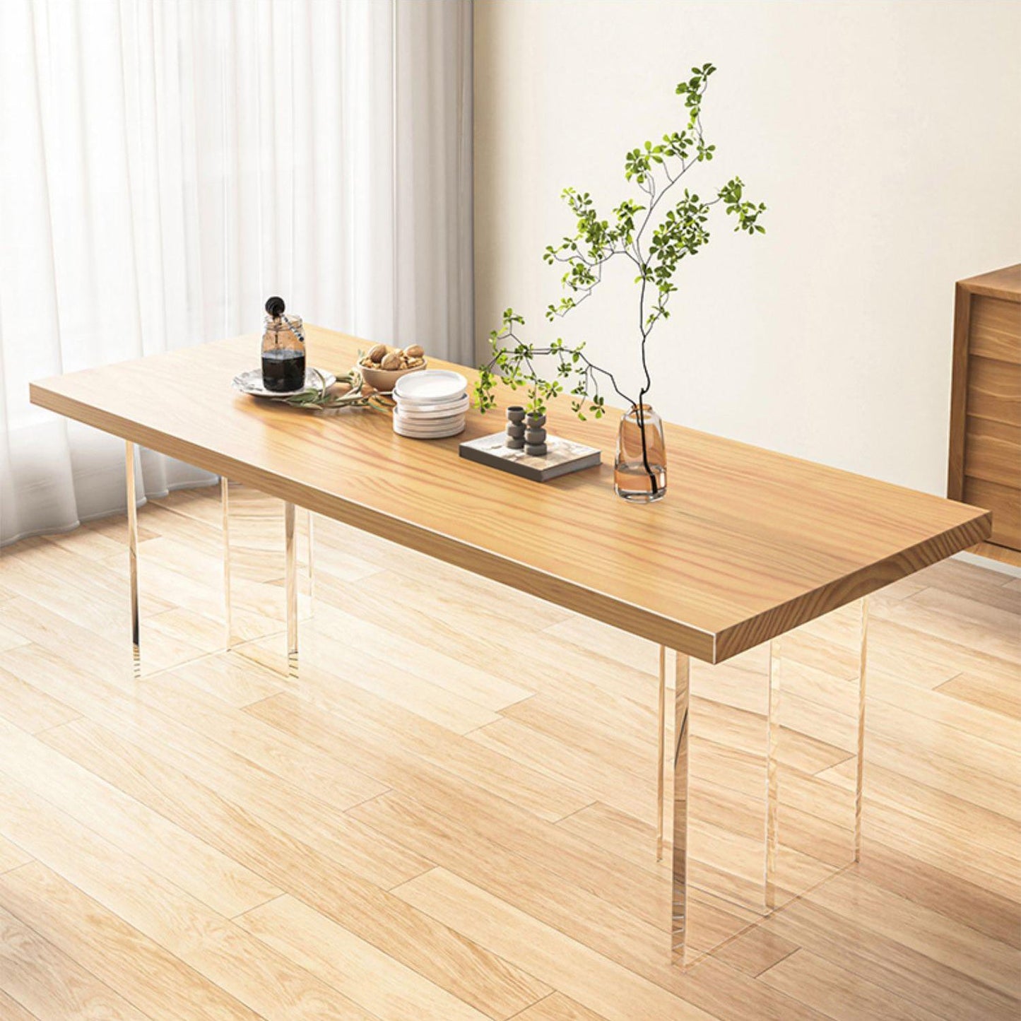 Modern Rectangle Wood Dining Table 1/5/7 Pieces Dining Set for Kitchen
