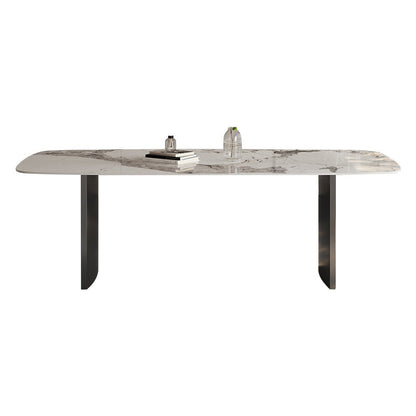 Juego de mesa de comedor moderna blanca brillante 1/4/5/6 PCS Juego de comedor con sillas de cuero falso