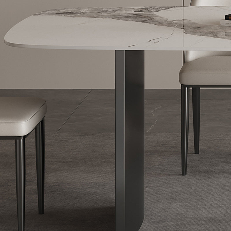 Juego de mesa de comedor moderna blanca brillante 1/4/5/6 PCS Juego de comedor con sillas de cuero falso