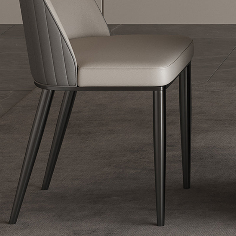 Juego de mesa de comedor moderna blanca brillante 1/4/5/6 PCS Juego de comedor con sillas de cuero falso